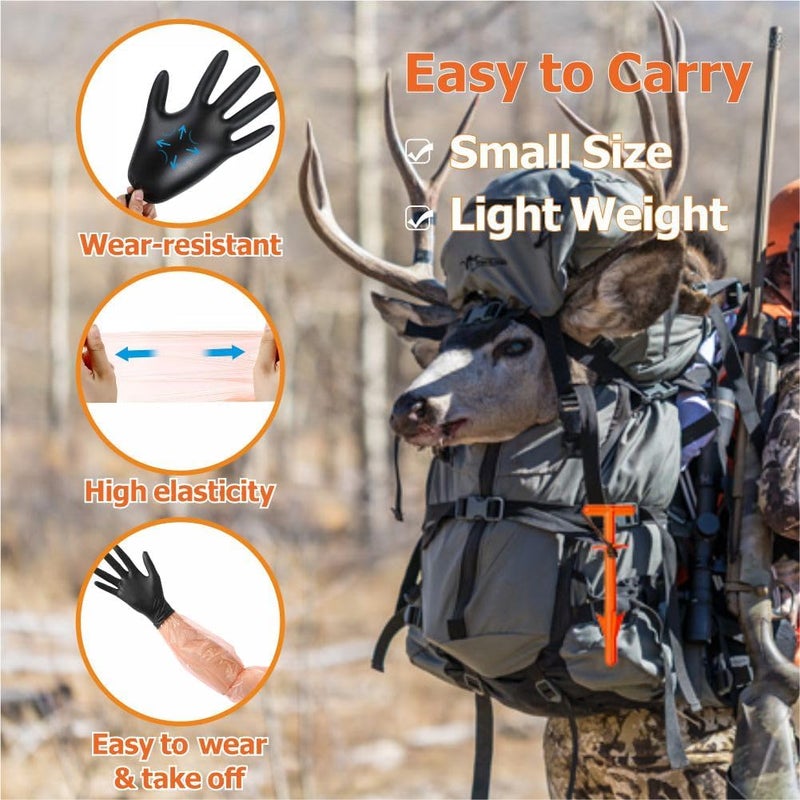 SHINETEC Butt Out Tool Kits - Deer Hunting Field Dressing Accessories for Big Game Livestock Anal Cleaning, Outdoor Portable Hunting Gear, 3 Pcs+40Pcs Hand Cover+50 Pcs Rubber Band - Image 3